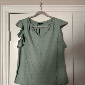 Women's Green Ruffle Sleeve Top